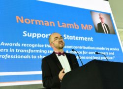 Ian Callaghan reads a statement of support from Norman Lamb MP