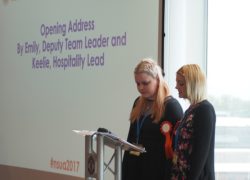 An opening address from Emily, Deputy Team Leader, and Keelie, Hospitality Lead of the Events Team